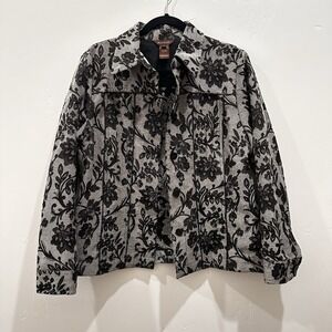 Women's Multiples Black And Gray Chic Flower Jacket Size Medium‎